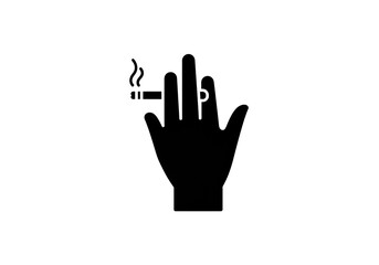 Fototapeta premium Smoking Gesture Silhouette Icon – Relaxed Hand Holding Cigarette with Rising Smoke