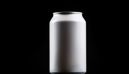 white beverage can on black background