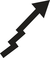 Black zigzag arrow pointing upwards and to the right