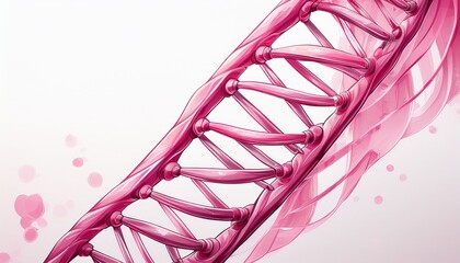 diagonal pink dna helix on white background