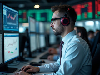 Trader concentré analysant les marchés finan