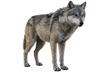Fototapeta premium Isolated Gray Wolf Standing - Majestic Wild Animal