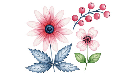 Obraz premium Isolated Watercolor Flowers Set