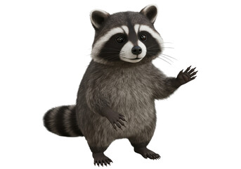 Obraz premium Isolated Cheerful Cartoon Raccoon Waving Hand