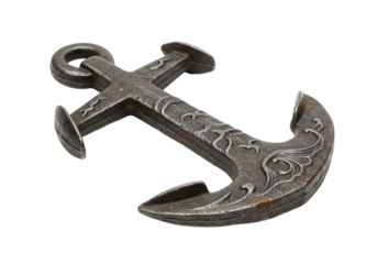 Isolated Old Anchor with Floral Design