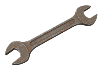Isolated Rusty Vintage Wrench Tool for Repair and Maintenance