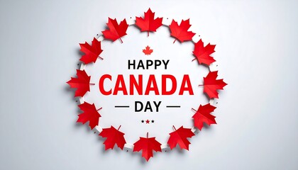 Circular design with red maple leaves, celebrating Canada Day