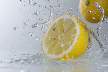 Lemon Slice Making a Splash in Clear, Refreshing Water