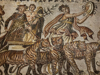 A Roman mosaic floor pattern in the city of Sousse, Tunisia