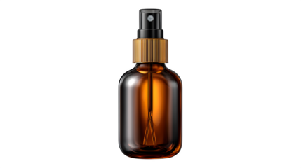 Amber glass spray bottle refillable isolated on transparent background