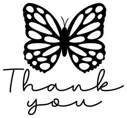 Thank You | Butterfly Thanks Artwork | Vector Illustration
