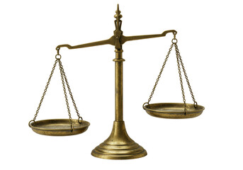 Isolated Vintage Brass Balance Scale for Justice