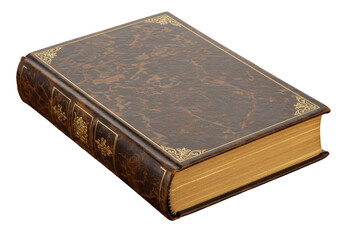 Obraz premium Isolated Antique Leather Bound Book with Gold Embossed Details