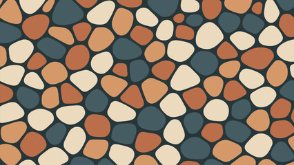 Mosaic pebble stone pattern vector. Irregular neutral color shapes on dark background. Creative abstract design texture for wallpaper.