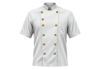 Isolated Classic White Chef Coat with Gold Buttons