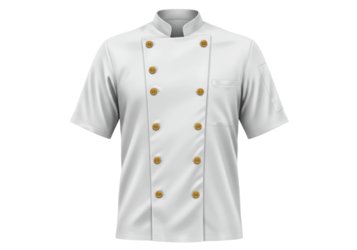 Isolated Classic White Chef Coat with Gold Buttons