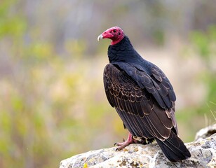 Fototapeta premium Turkey Vulture Perched on Rock