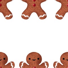 Winter gingerbread man cookies seamless Christmas pattern for wrapping paper and kids clothes print and fabrics