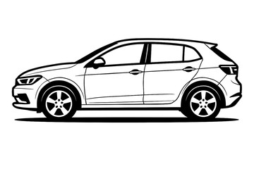 Obraz premium Modern Hatchback Car Side View Vector Illustration - Automobile Transportation Design