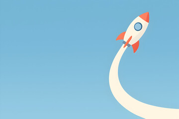 AI-generated flat vector illustration of a retro space rocket launch