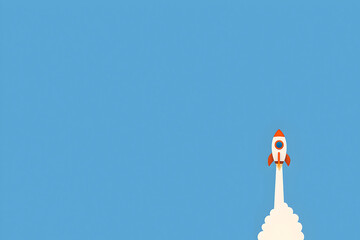 AI-generated flat vector illustration of a retro space rocket launch