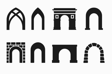 Architecture and landmarks icon set. historic silhouette icons collection