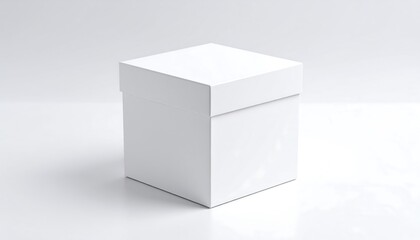 Blank white square gift box on a light gray background