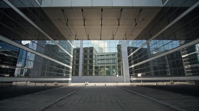 Beautiful architecture of the business district of Paris Courbevoie. Business centers modern architecture, in the capital of France.