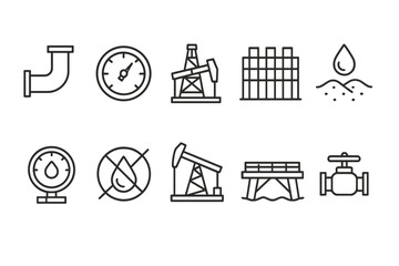 Naklejka premium Oil and gas line icon set. industry, energy, petroleum, extraction, pipeline, equipment