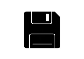 Vintage Floppy Disk Silhouette Icon Representing Retro Data Storage