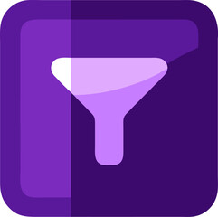 Purple funnel icon, filter or process symbol

