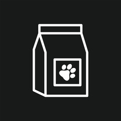 Bag of Dry Pet Food Icon with Paw Print for Dog and Cat Kibble and Animal Nutrition