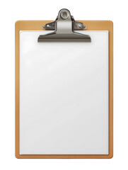 Clipboard with blank sheet isolated on transparent background