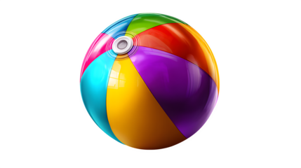 Colorful beach ball bouncing isolated on transparent background