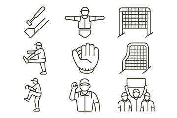 Sports and games line icon set. athletic, leisure, recreation icons outline collection