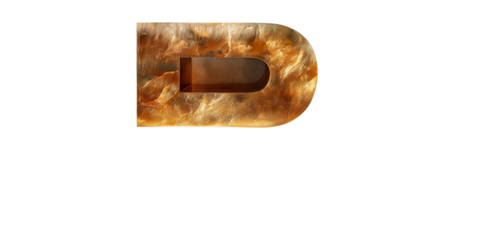 Golden stone letter D isolated. . Isolated on transparent background, png