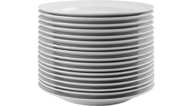 Isolated Stack of White Plates