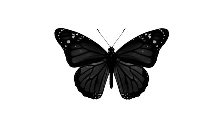 Black silhouette  Butterfly with White Dotted Wings on Transparent Background

