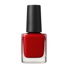 Obraz premium PNG Glossy red nail polish bottle.