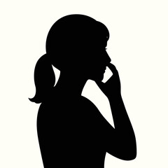 Silhouette of a Woman Thinking or Contemplating