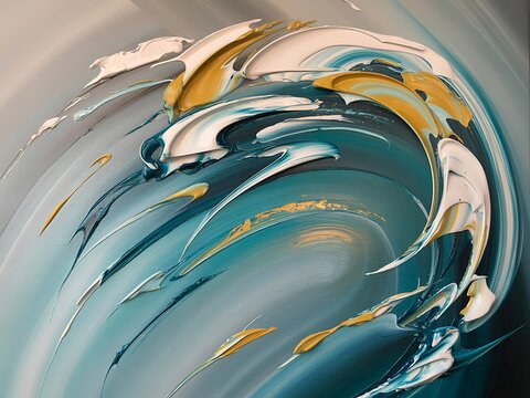 Swirling abstract oil painting with textured brushstrokes