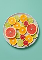 Citrus Plate on Mint Background