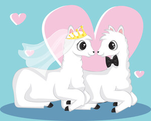 Cute llamas for wedding invitation