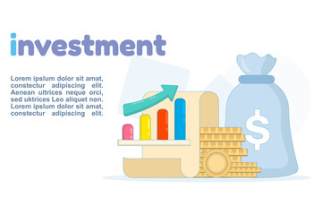 Design illustration about Investment planning, personal finance, investing, saving, and personal finance. Making money. Saving and investing concepts. Investment strategies and returns.