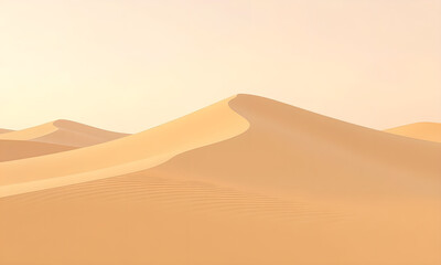 Serene Sand Dunes Landscape: Golden Desert Waves Under a Pale Sky