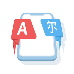 Foreign language translation concept. Multilingual online translator. Language communication. Foreign language dictionary sign. Translator icon, translator app. Flat design illustration.