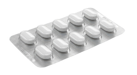 Isolated White Pills in Blister Pack