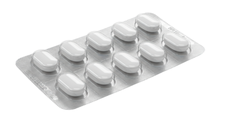 Isolated White Pills in Blister Pack