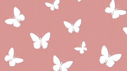 White Butterflies on a Pink Background