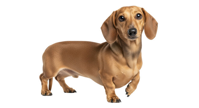 Isolated Brown dachshund dog standing